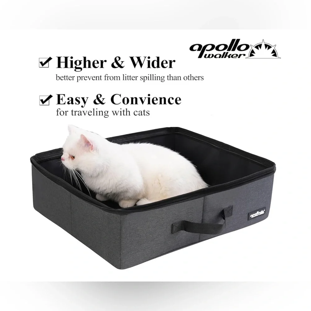 NEW Portable Cat Travel Litter Box Zipped Waterproof Bag Collapsible Carrier